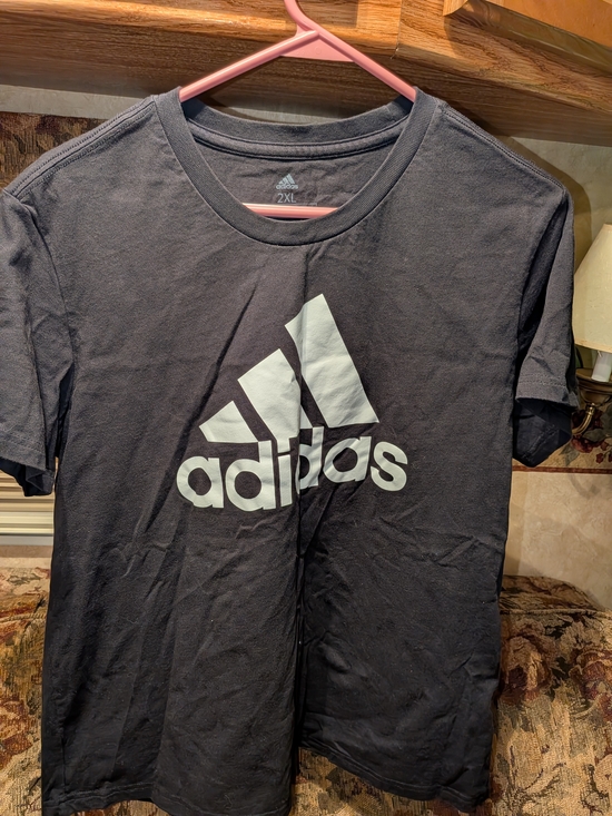adidas Tops - Adidas Black Short Sleeve Tee with White Logo Size 2X